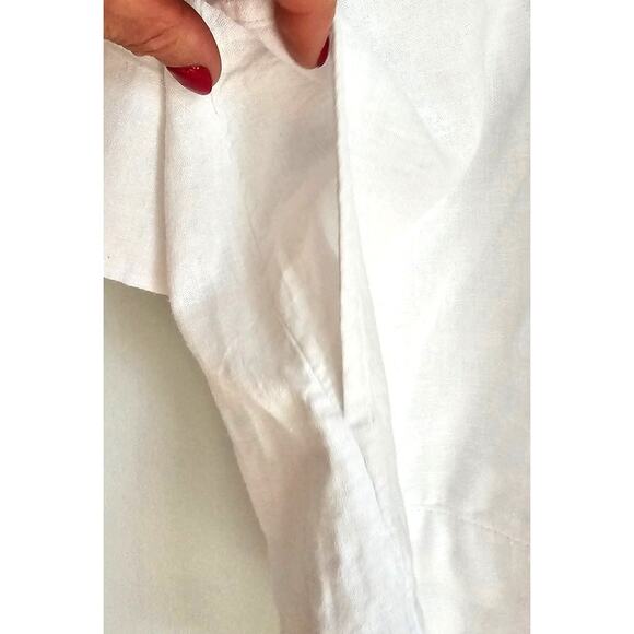 Lands End Linen Viscose Blend White Tunic Top Pockets, Split Hem New, Sz XXL - Picture 6 of 9